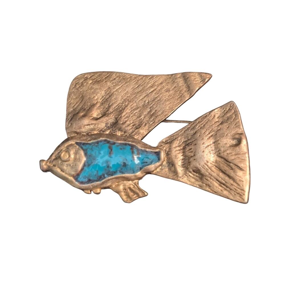 Unsigned Ancient Egyptian Amulet Nekhau Nile Catfish Pendant Brooch